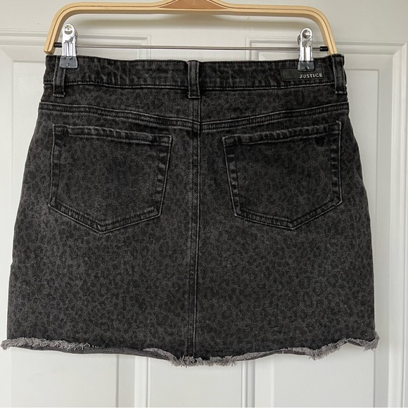 •JUSTICE• Black Leopard Print Denim Skort - Size 18 - Picture 5 of 9